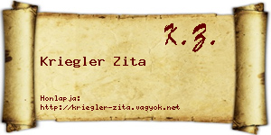 Kriegler Zita névjegykártya