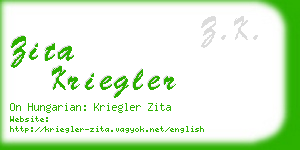 zita kriegler business card